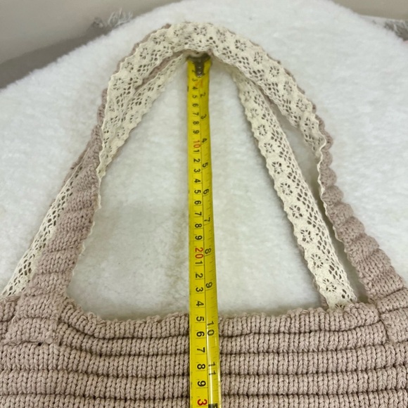 Owl Design Knit Tote Bag - Pink and Brown - Picture 5 of 9